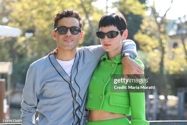 Rami Malek and Emma Corrin are seen at the 81st Venice International Film Festival on August 31, 2024 in Venice, Italy.
