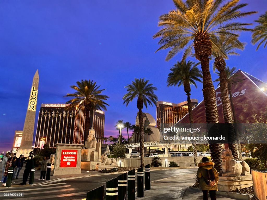 The Fabulous Las Vegas and entertainment venues in Las Vegas, Nevada, USA at night.