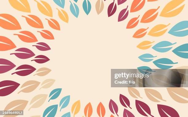 autumn leaves falling curve circle fall elegant background - modern leaf pattern stock illustrations