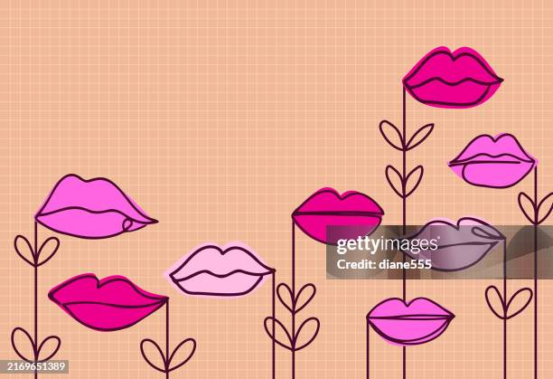lips on a stick background with copy space - cross hatching stock illustrations