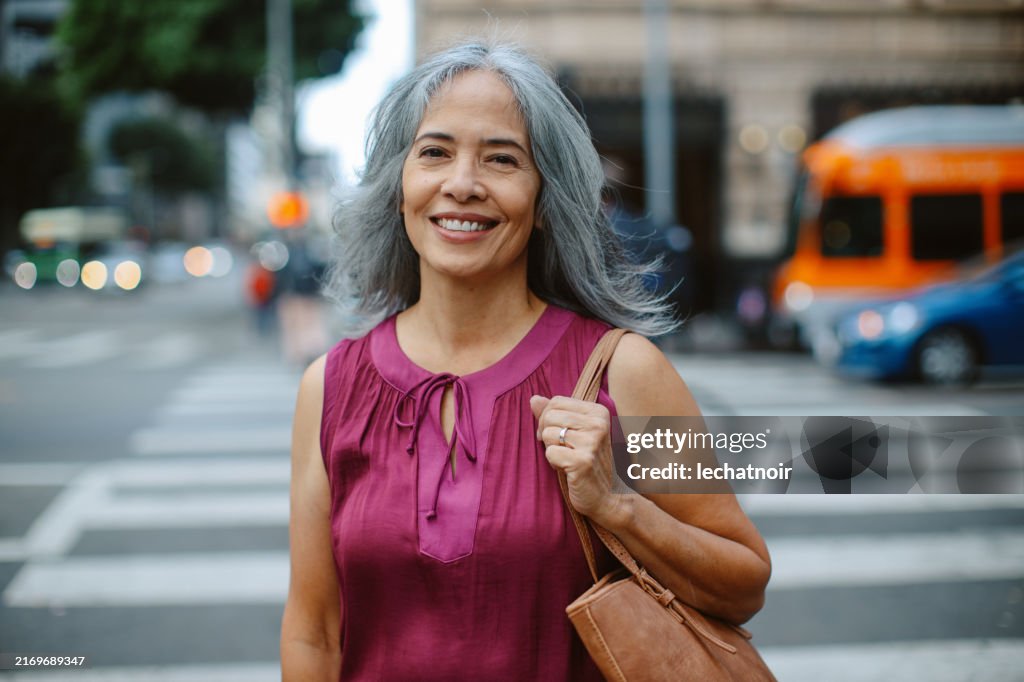 Businesswoman on the streets of Los Angeles, California