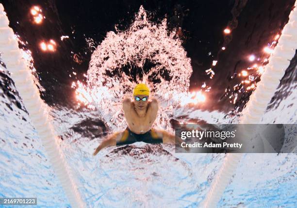 Ahmed Kelly of Team Australia competes during the Men's 150m Individual Medley - SM3 on day four of the Paris 2024 Summer Paralympic Games at Paris...