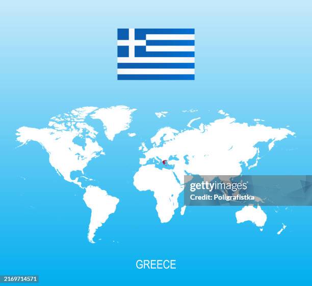 Flag Of Greece And Location On World Map High Res Vector Graphic Flag Of Greece And Location On World Map 
