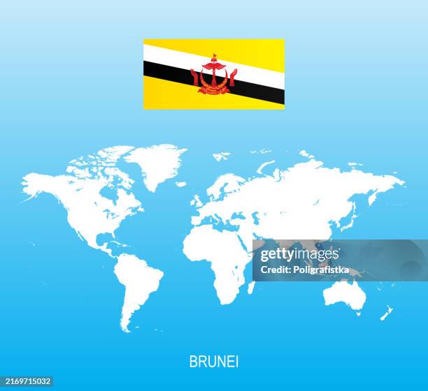 Flag Of Brunei And Location On World Map High Res Vector Graphic Flag Of Brunei And Location On World Map 
