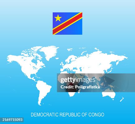 Flag of Democratic Republic of the Congo and location on world map Flag of Democratic Republic of the Congo and location on world map