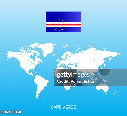Flag of Cape Verde and location on world map Flag of Cape Verde and location on world map