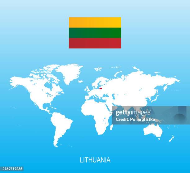 Flag Of Lithuania And Location On World Map High Res Vector Graphic Flag Of Lithuania And Location On World Map 