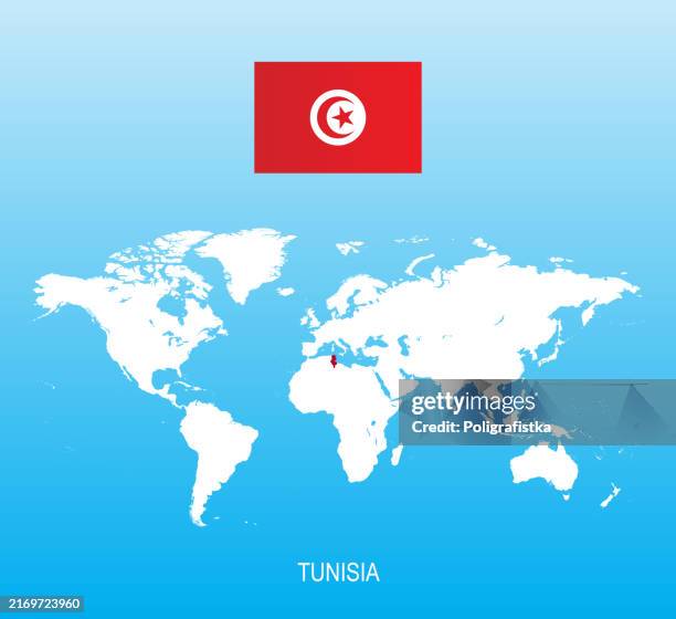 Flag Of Tunisia And Location On World Map High Res Vector Graphic Flag Of Tunisia And Location On World Map 