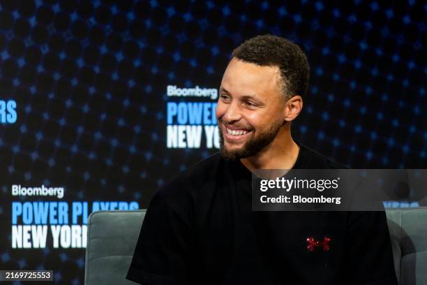 Stephen Curry, basketball player for the NBA's Golden State Warriors, during the Bloomberg Power Players New York event in New York, US, on Thursday,...