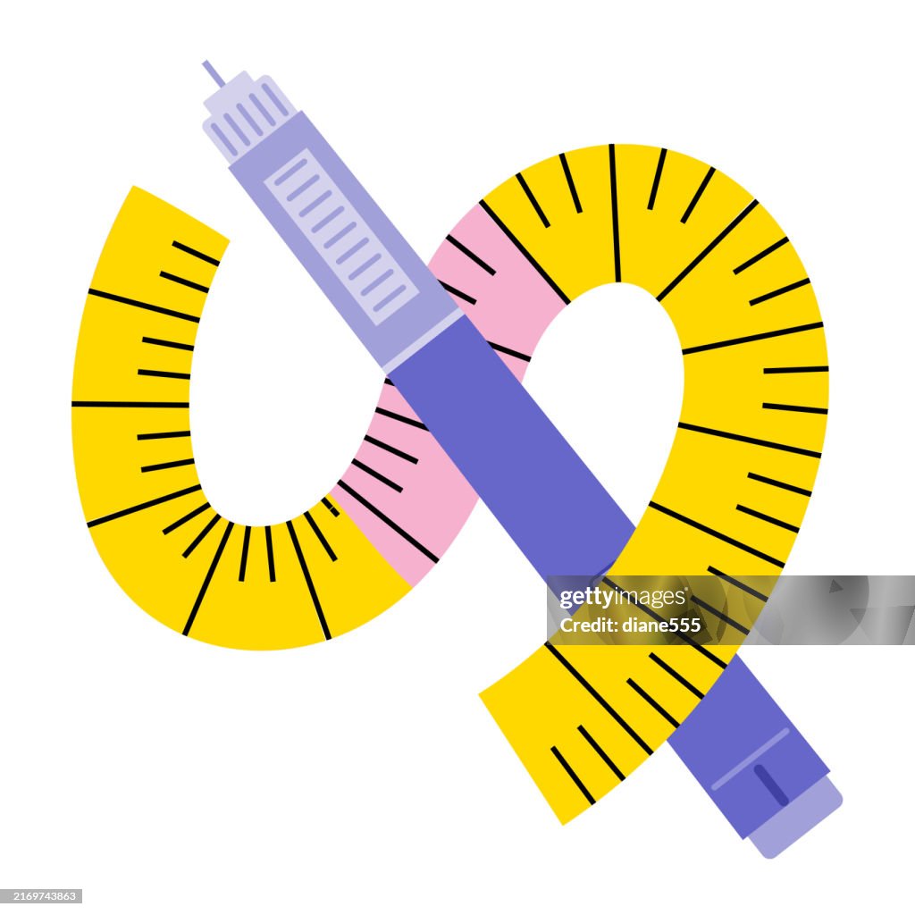 Weight Loss Icons. Semaglutide Injection Concept On A Transparent base