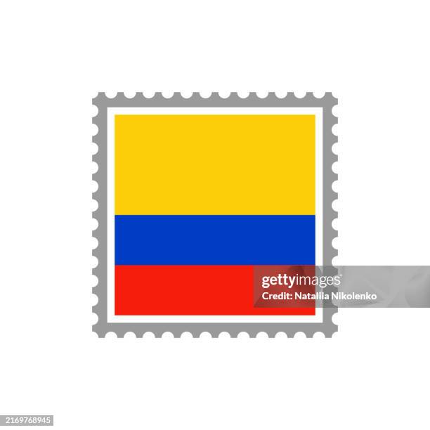 colombia - flag postage stamp flat icon. - bogota stock illustrations stock illustrations