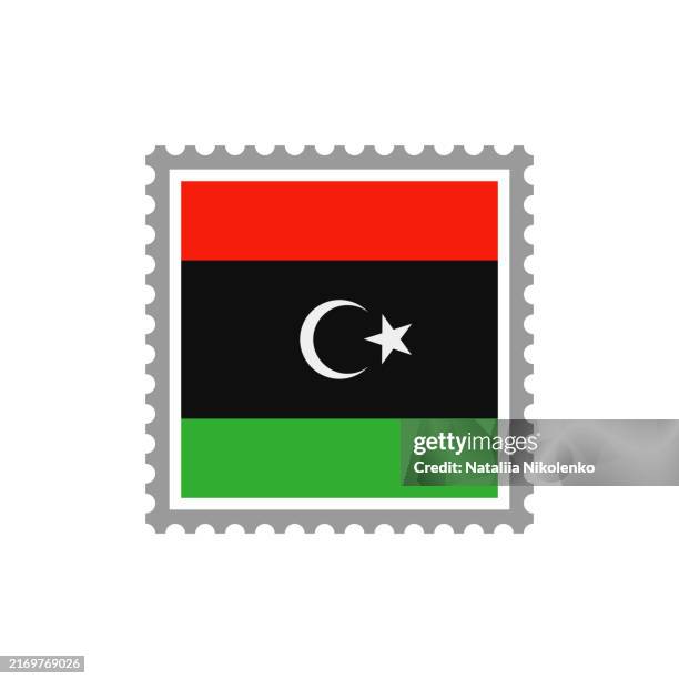 libya - flag postage stamp flat icon. - libya flag stock illustrations