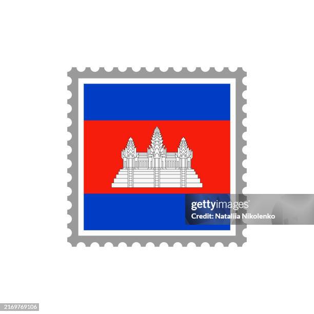 cambodia - flag postage stamp flat icon. - battambang stock illustrations
