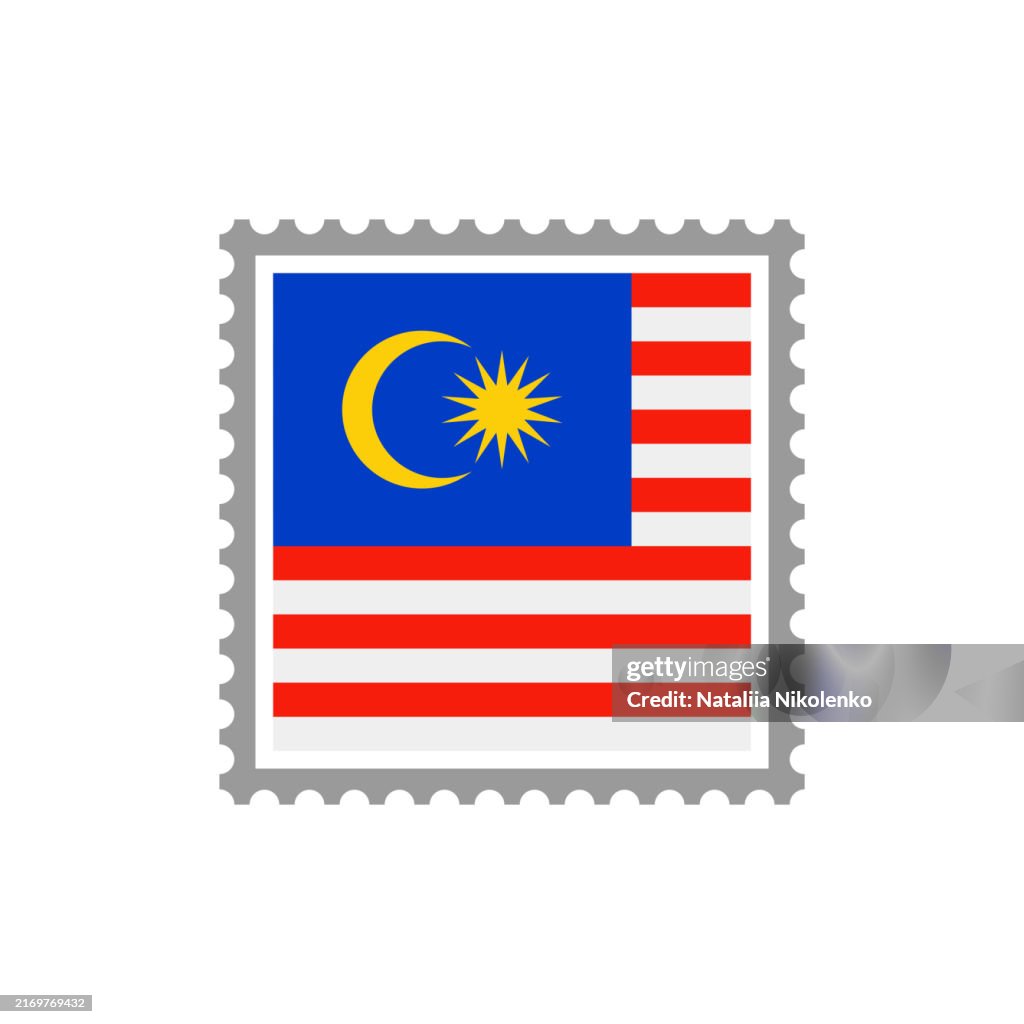 Malaysia - Flag Postage Stamp Flat Icon.