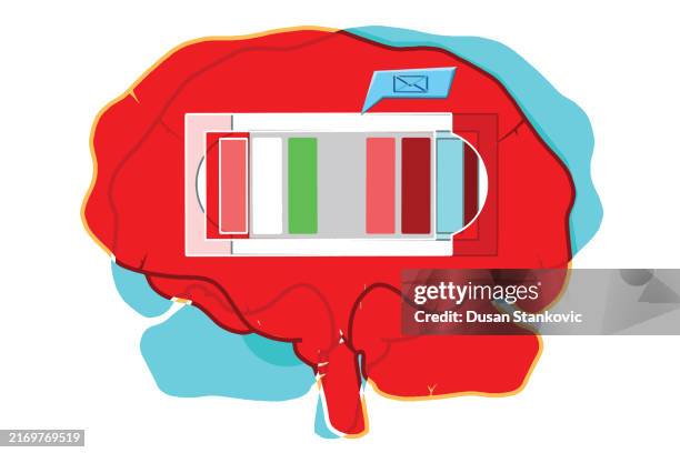 your brain is sending you messages! - low battery stock illustrations