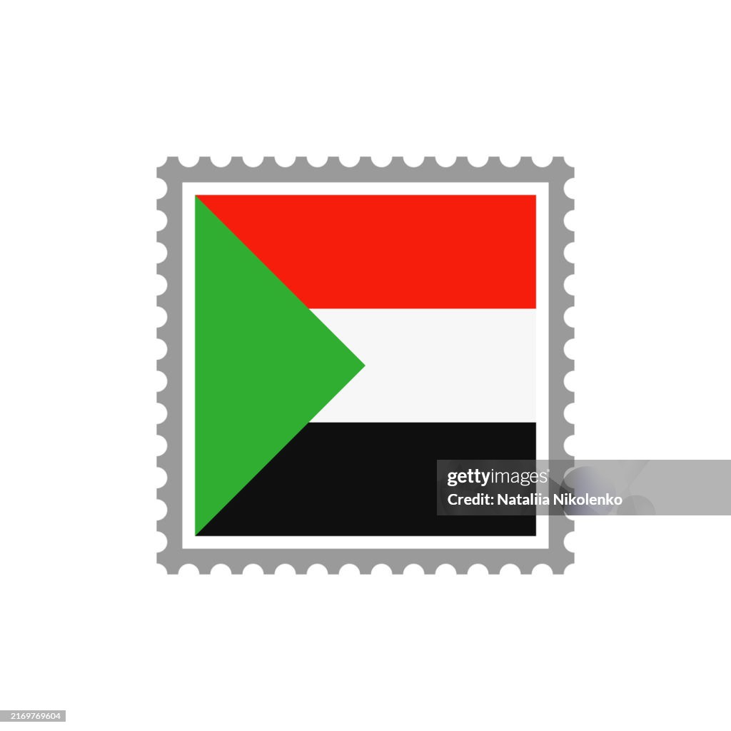 Sudan - Flag Postage Stamp Flat Icon.