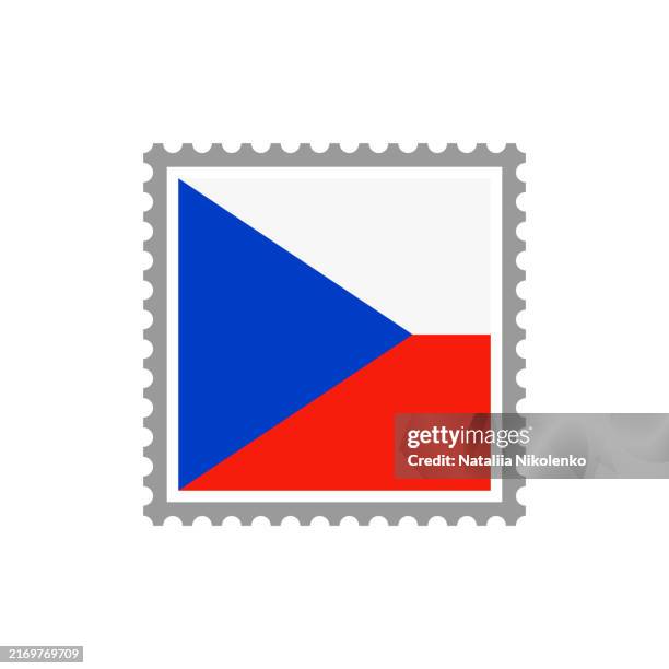 czech republic - flag postage stamp flat icon. - prague stock illustrations
