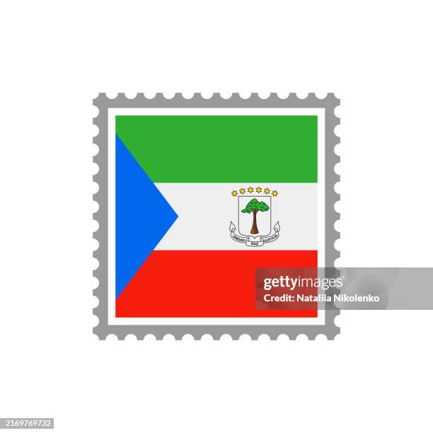 equatorial guinea - flag postage stamp flat icon. - guinea flag stock illustrations