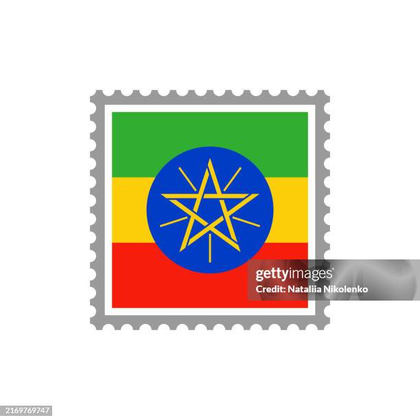 ethiopia - flag postage stamp flat icon. - addis ababa stock illustrations