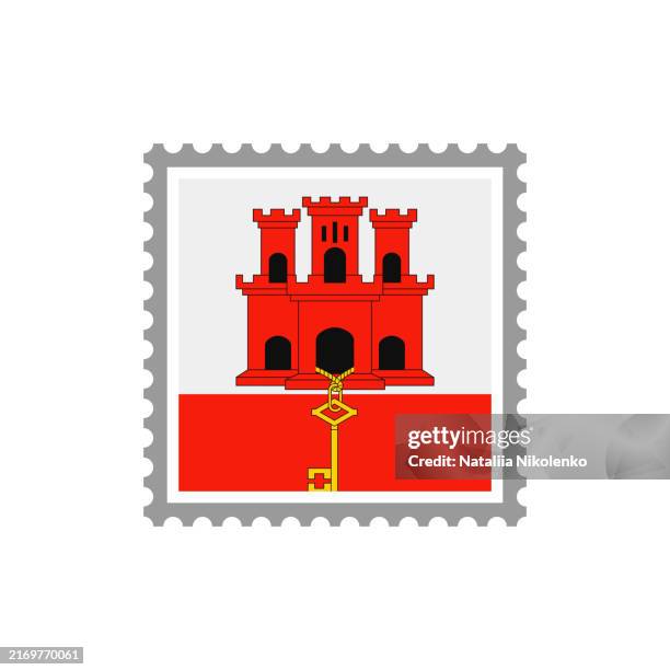 gibraltar - flag postage stamp flat icon. - gibraltar stock illustrations