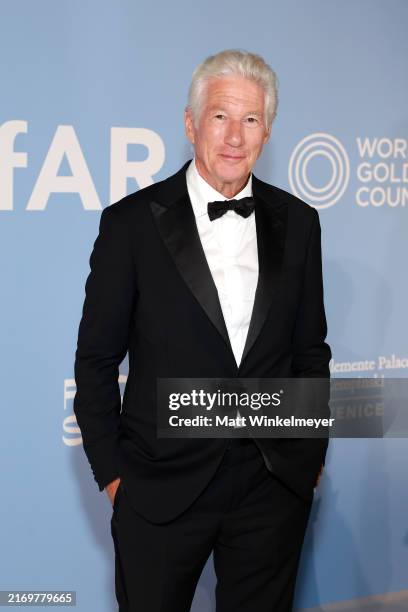 Richard Gere attends the amfAR Gala Venezia 2024 presented by Red Sea International Film Festival and World Gold Council at Hangar Nicelli on...
