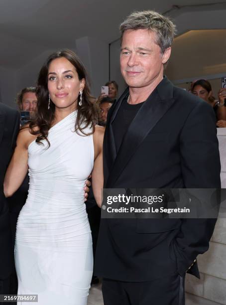Ines de Ramon and Brad Pitt attend the "Wolfs" red carpet during the 81st Venice International Film Festival on September 01, 2024 in Venice, Italy.