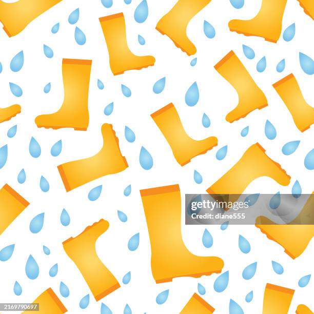 autumn rubber boots seamless pattern - boot print stock illustrations