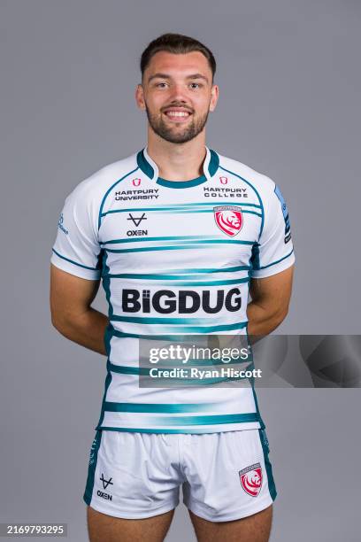 Jacob Morris of Gloucester Rugby poses for a portrait during the squad photocall for the 2024-2025 Gallagher Premiership Rugby season at on August...