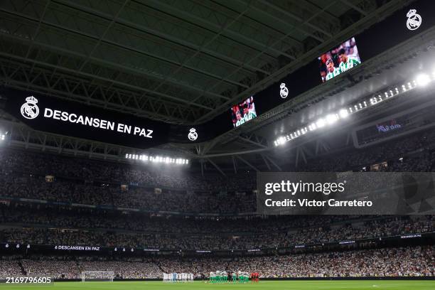 Minute of silence is observed before the match between Real Madrid CF and Real Betis Balompié at Estadio Santiago Bernabeu on September 01, 2024 in...