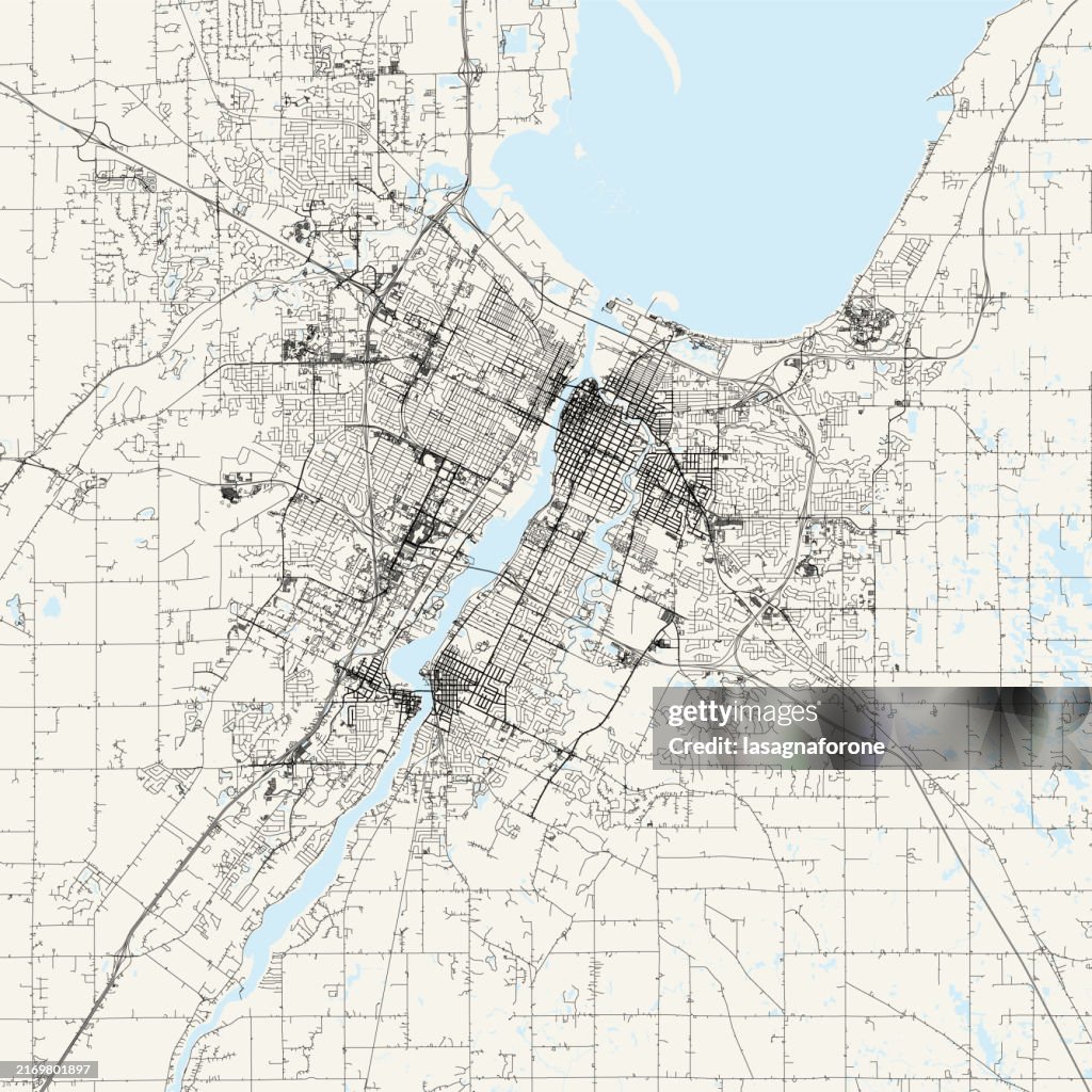 Green Bay, Wisconsin, USA Vector Map