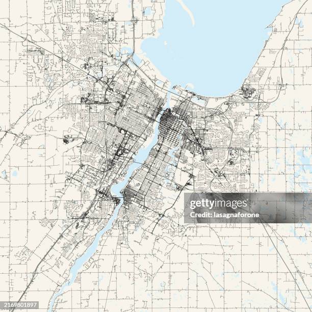 green bay, wisconsin, usa vector map - wisconsin outline stock illustrations