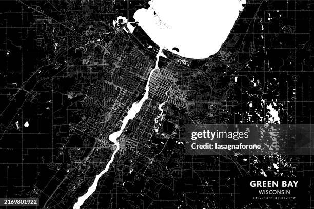 stockillustraties, clipart, cartoons en iconen met green bay, wisconsin, usa vector map - topografische kaart