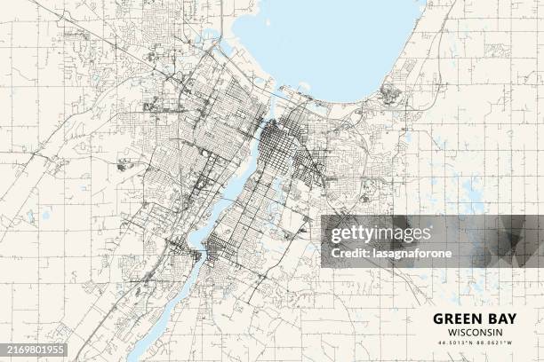 green bay, wisconsin, usa vector map - wisconsin stock illustrations