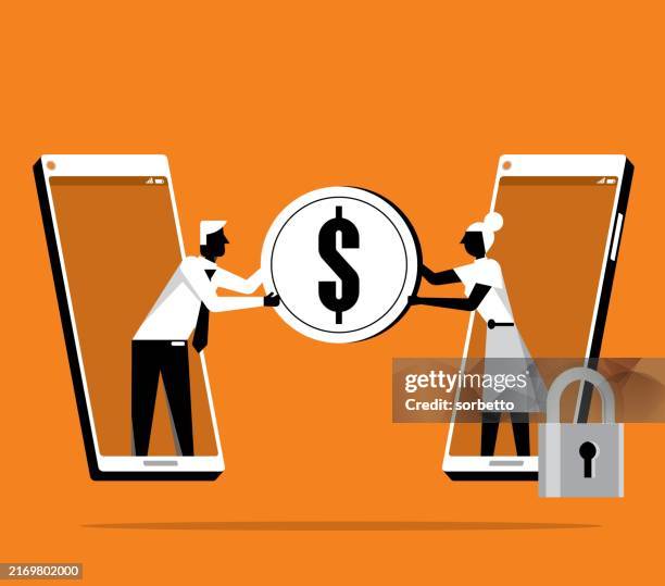 giving money - mobile payment stock illustrations