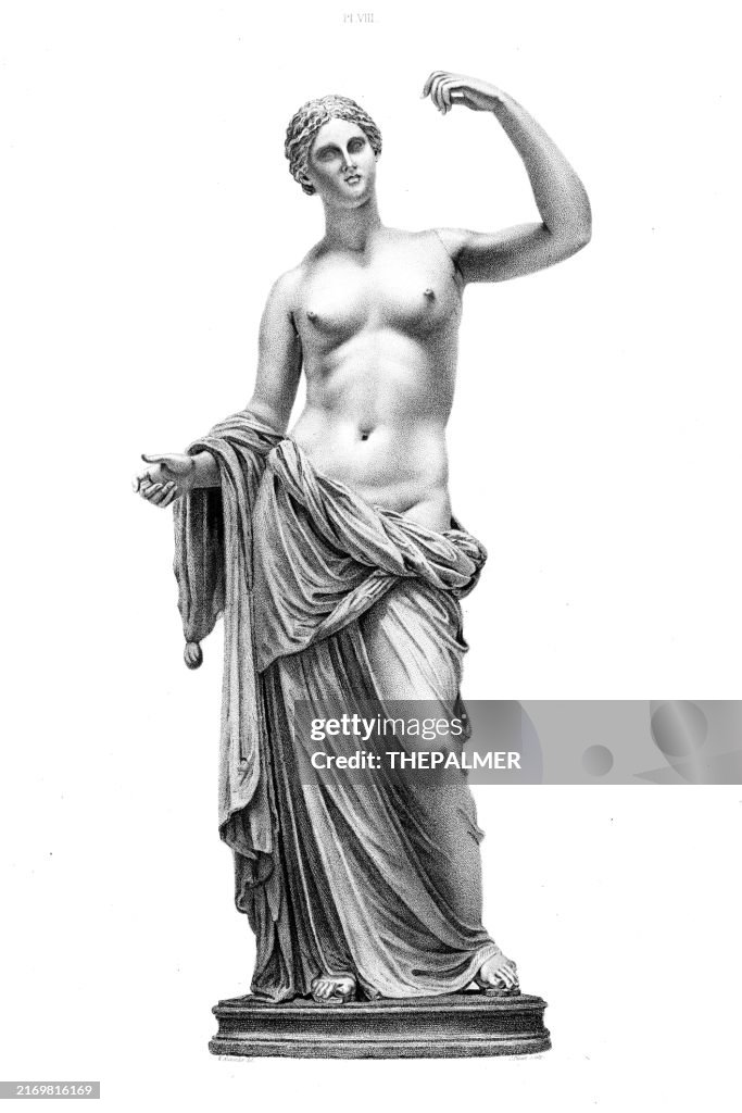A statue of Venus - Collection of Ancient Marbles- Original Steel Engraving 1842