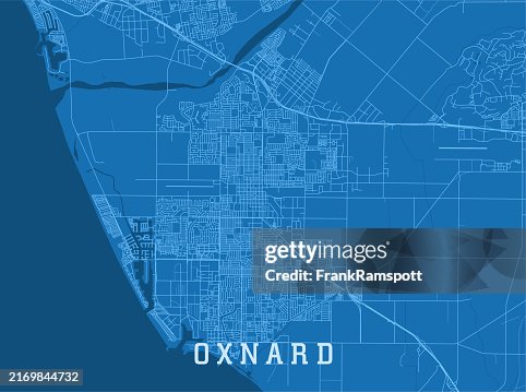 Oxnard Ca City Vector Road Map Blue Horizontal High-Res Vector Graphic ...