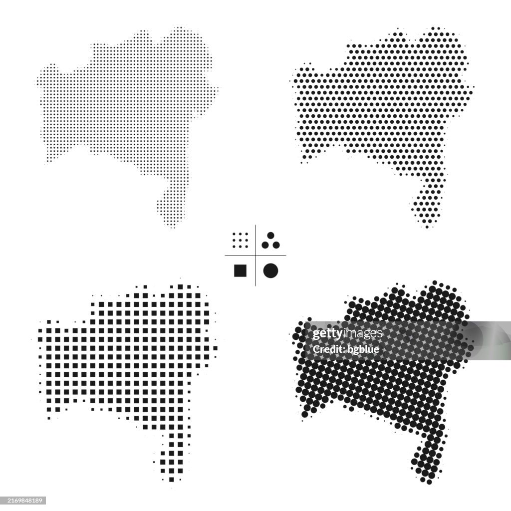 Mapas de pontos da Bahia - 4 estilos diferentes de meios-tons