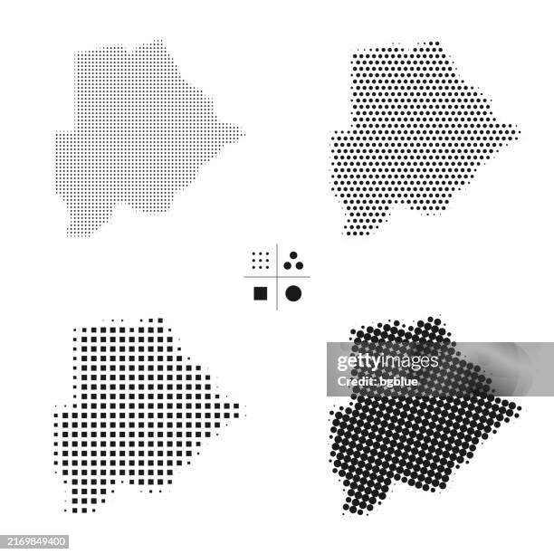 botswana maps of dots - 4 different halftone styles - botswana stock illustrations