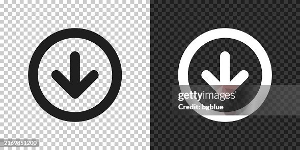 Schaltfläche mit dem Pfeil nach unten. Symbol für Design auf leerem Hintergrund Schaltfläche mit dem Pfeil nach unten. Symbol für Design auf leerem Hintergrund