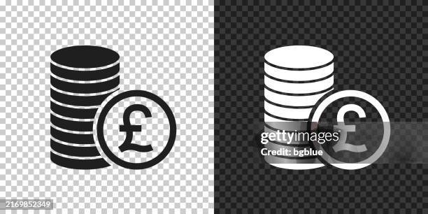 ilustraciones, imágenes clip art, dibujos animados e iconos de stock de las monedas de libra se acumulan. icono de diseño sobre fondo en blanco - símbolo de la libra esterlina