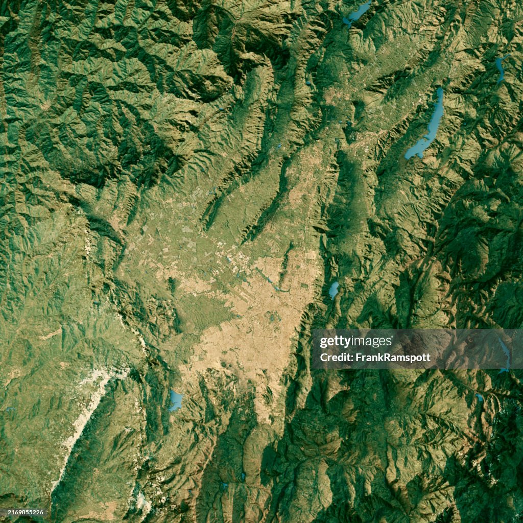Bogota Satellite Topographic Map 3D Render True Color