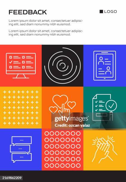 feedback concept, line style vector illustration - client appreciation stock illustrations