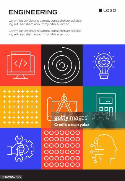 engineering concept, line style vector illustration - mining engineer stock illustrations