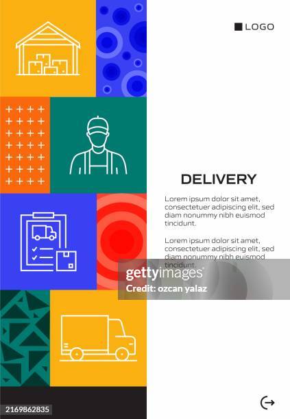 delivery concept, line style vector illustration. - warehouse worker stock illustrations
