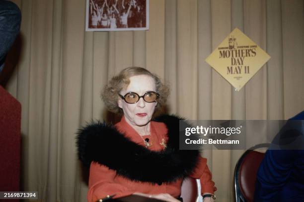 American actress Bette Davis attending the Outstanding Mother Awards luncheon in New York City, Tuesday, April 15th 1980.