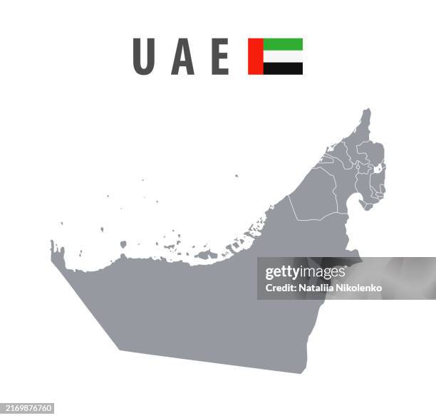 united arab emirates - detailed map with country regions. - dubai aerial stock illustrations