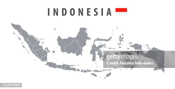 ilustraciones, imágenes clip art, dibujos animados e iconos de stock de indonesia - mapa detallado con las regiones de los países. - indonesia
