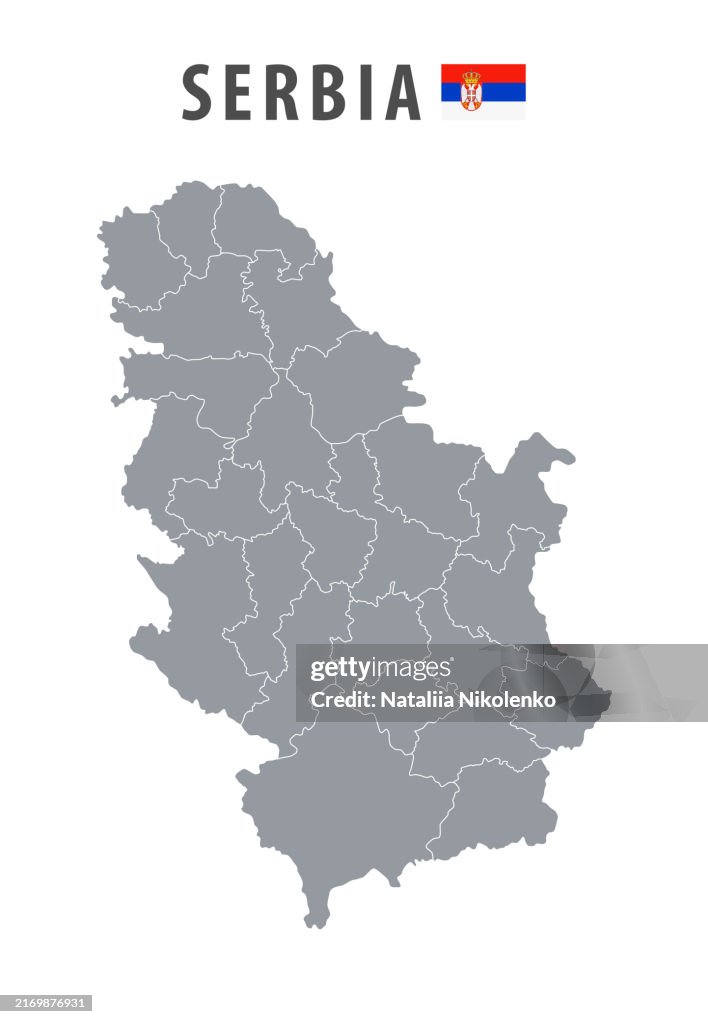 Serbia - detailed map with country regions.