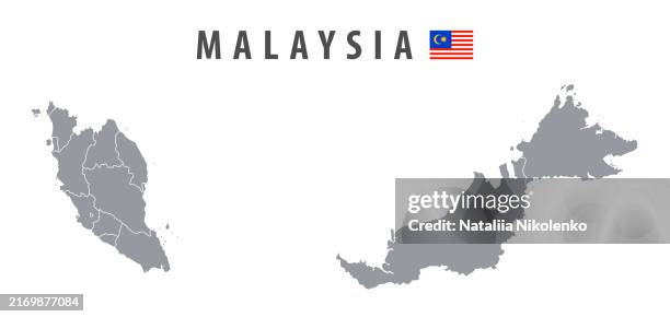 malaysia - detailed map with country regions. - malaysia map stock illustrations