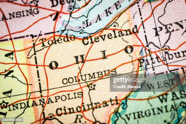 illustrations, cliparts, dessins animés et icônes de carte ancienne de l’ohio (1898) - ohio